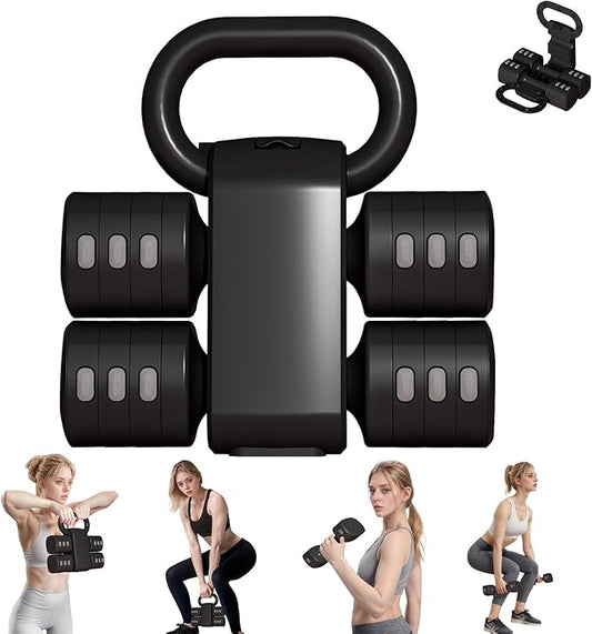 Adjustable Kettlebell Set, 4-in-1 Free Weight Kettlebell sets (5.5lbs 7.7lbs 9.9lbs 12.1lbs) for women, Weight Dumbbell Set of 2 for Home Gym Fitness Training