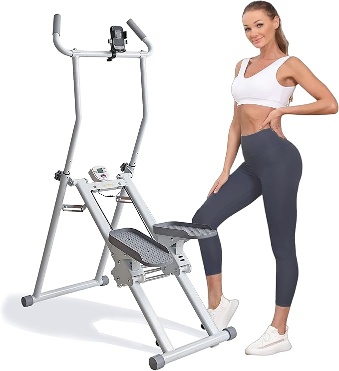 Stair Stepper, Vertical Climber for Home Gym, Compact Folding Full-Body Cardio Machine with Extended Step Range, Adjustable Handlebar & Pedals, Suitable for Women & Men