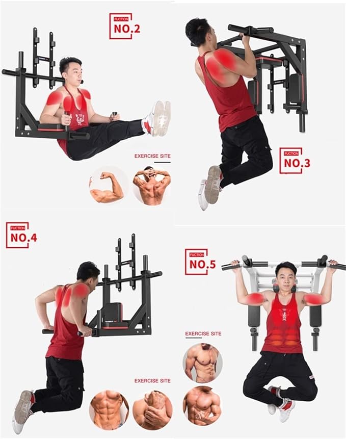 Multifunctional Wall Mounted Pull Up Bar/Chin Up bar,Dip Station for Indoor Home Gym Workout,Power Tower Set Gym Equipment 800LBS
