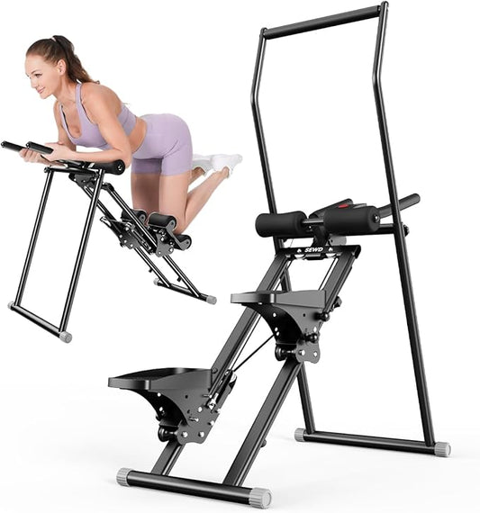Foldable Stair Stepper Machine – AB Workout Equipment for Home Gym, Full-Body Cardio Workout Equipment with Adjustable Handlebar & Pedals