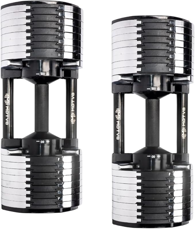 Probell 580 Adjustable Dumbbells - Motv8 Probell 580s, 5lbs - 80lbs Adjustable Free Weight Nuobell Style Dumbbells for Men and Women - Strength Training and Fitness