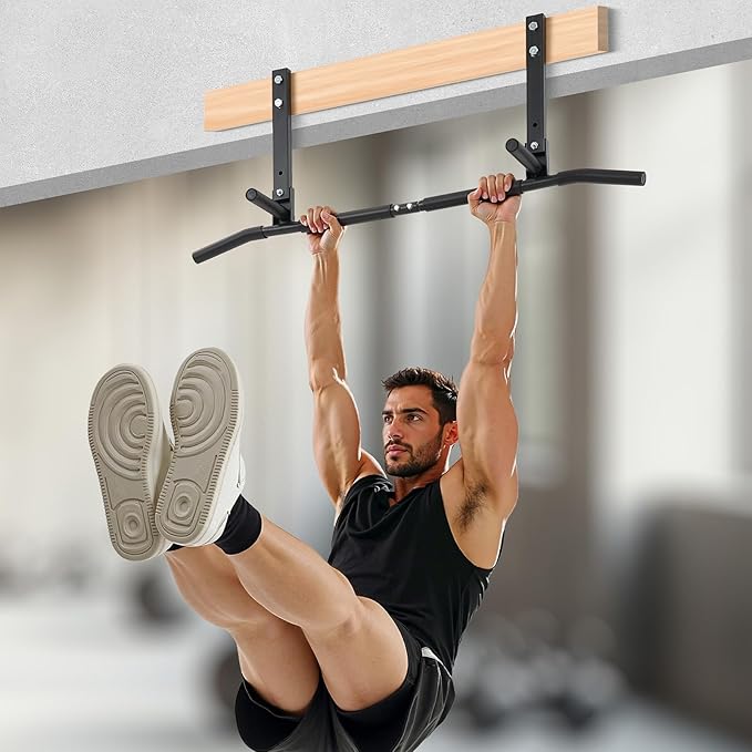 VEVOR Joist Mount Pull Up Bar, Ceiling Mounted Chin Up Bar for Home Gym, Multi-Grip Pull Ups, 42 in Width Multifunctional Training Station, Heavy Duty Steel Upper Body Workout Bars, 440 lbs Capacity