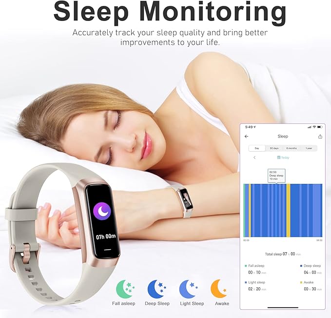 Fitness Tracker with 24/7 Heart Rate, Blood Oxygen Blood Pressure Sleep Monitor, Activity Trackers 5 ATM Waterproof,Step Calorie Counter Pedometer Health Smart Watch for Women Men Beige