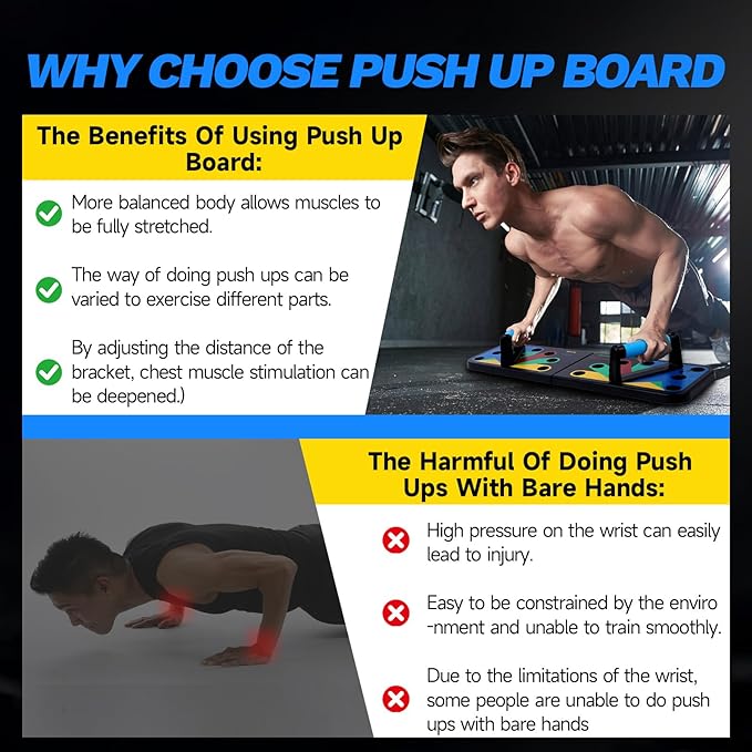Foldable PushUp Stands Board Fitness,Workout Equipment for Home Gym, Men & Women Adjustable Pushup Board for Chest, Abs, Arms & Core Training,Portable Push-Up Board for Full Body Exercise