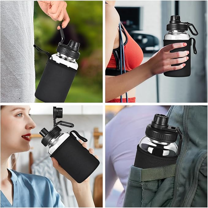 Glass Shaker Bottle, 2 Pack 22oz BPA-Free Odorless Shaker Bottle with 304 Stainless Steel Ball and Removable Cleaning Brush for Fitness Protein Mixes