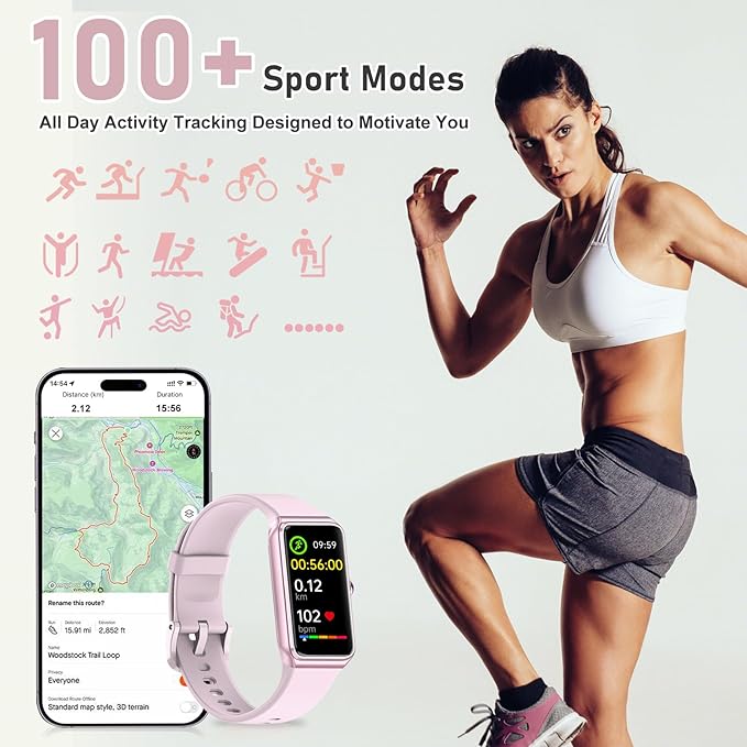 Fitness Tracker with 24/7 Heart Rate,Blood Pressure Sleep Tracking,104 Sports Modes Calories Smart Watch,IP68 Waterproof Step Counter Activity Trackers Pedometer for Android&iPhone Women Men