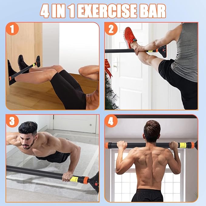 Pull Up Bar for Doorways, Chin Up Bar with Level Meter and Adjustable Width for Strength Training,No Screws Required, Weight Capacity 440 LBS