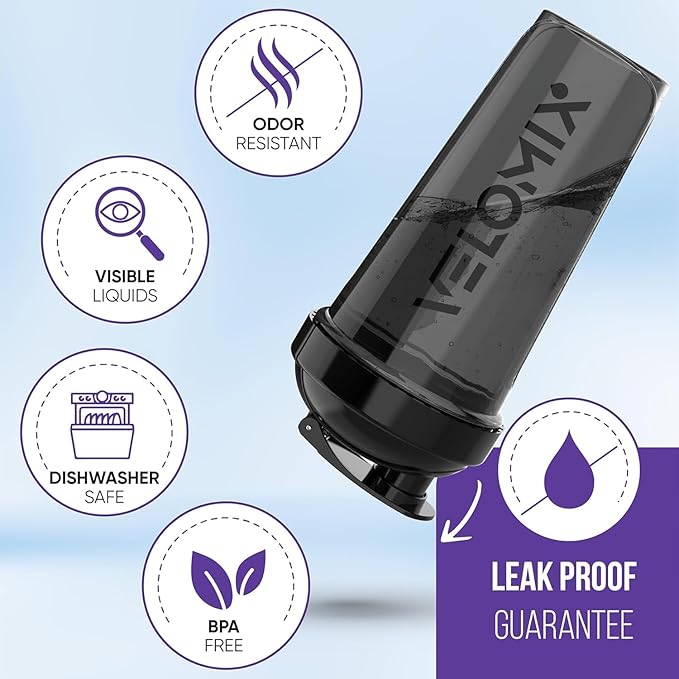 -2 Pack- 28 oz Protein Shaker Bottles for Protein Mixes - 2x Wire Whisk | Leak Proof Shaker Cups for Protein Shakes | Protein Shaker Bottle Pack | Shakers for Protein Shakes-Purple&Black