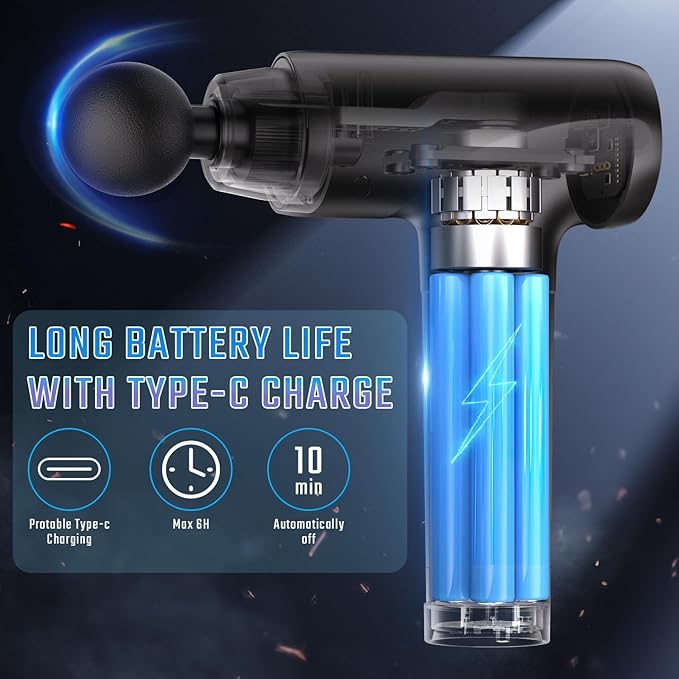 cotsoco Massage Gun Deep Tissue, Muscle Massage Gun with 9 Attachment Heads 20 Speeds & Silent Brushless Motor for Pain Relief, Handheld Percussion Back Massager Gun for Athletes(Black)