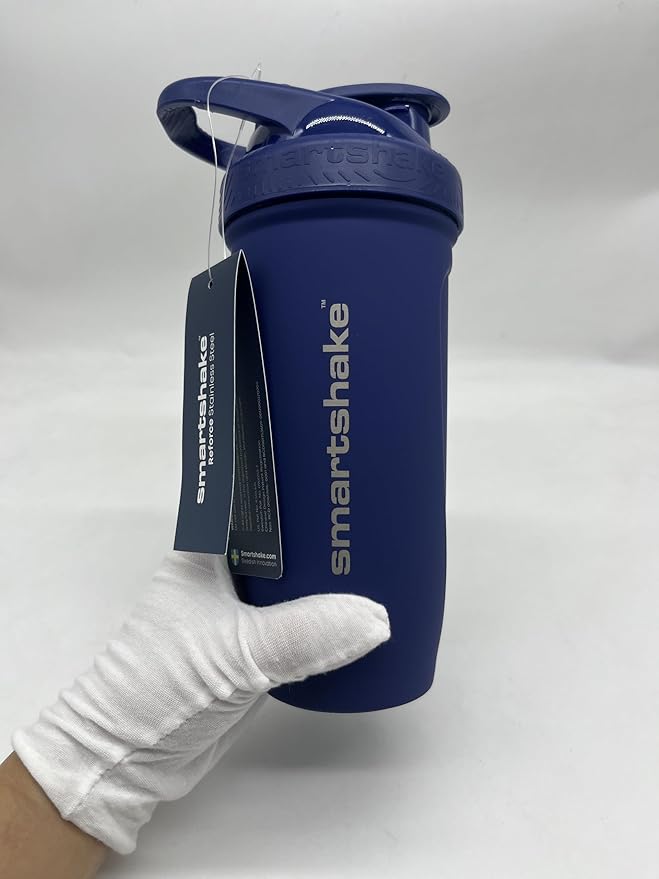 Smartshake Reforce Stainless Steel Protein Shaker Bottle 900 ml | 30 oz - Leakproof Screw-on Lid - BPA Free – Non Insulated Bottle- Unisex (Navy Blue)