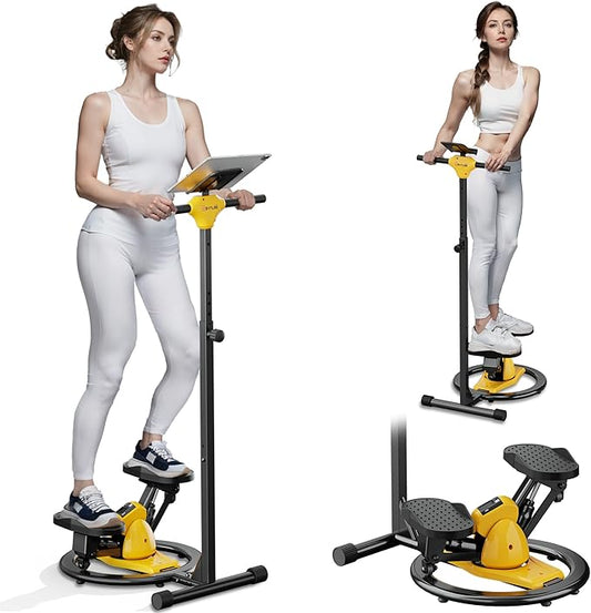 2-in-1 Twist Steppers for Exercise at Home, Stair Stepper with Adjustable Handlebar and Waist Twister, Quiet Portable Stair Stepper for Home, 300 LBS Loading Capacity, Stepper Machine with LCD Monitor