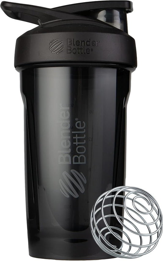 BlenderBottle Sport Shaker Bottle with Wire Whisk, 24-Ounce, Black – Protein Shakes & Hydration for Athletes & Fitness Enthusiasts, Easy Mixing, Durable & Lightweight, Lockable Lid