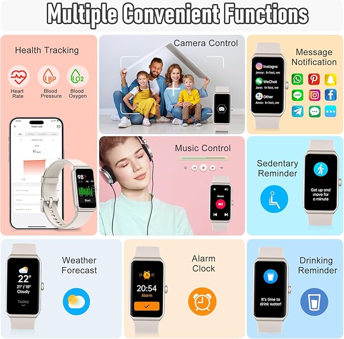 Fitness Tracker with 24/7 Heart Rate,Blood Pressure Sleep Tracking,104 Sports Modes Calories Smart Watch,IP68 Waterproof Step Counter Activity Trackers Pedometer for Android&iPhone Women Men