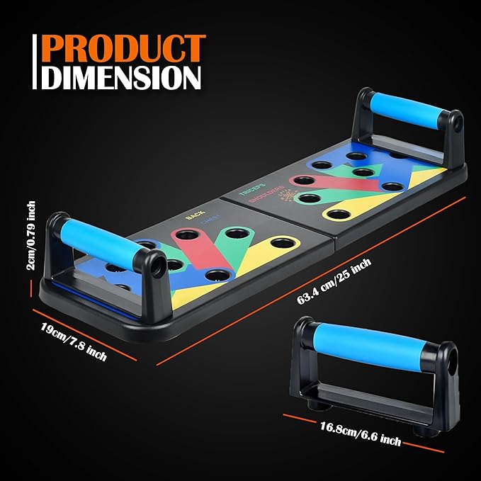 Push Up Board Workout Equipment | Foldable Fitness Board with 5 Resistance Band | 20 in 1 Adjustable Handles with Strong Grip | Multifunctional Fitness at Home Workout Equipment