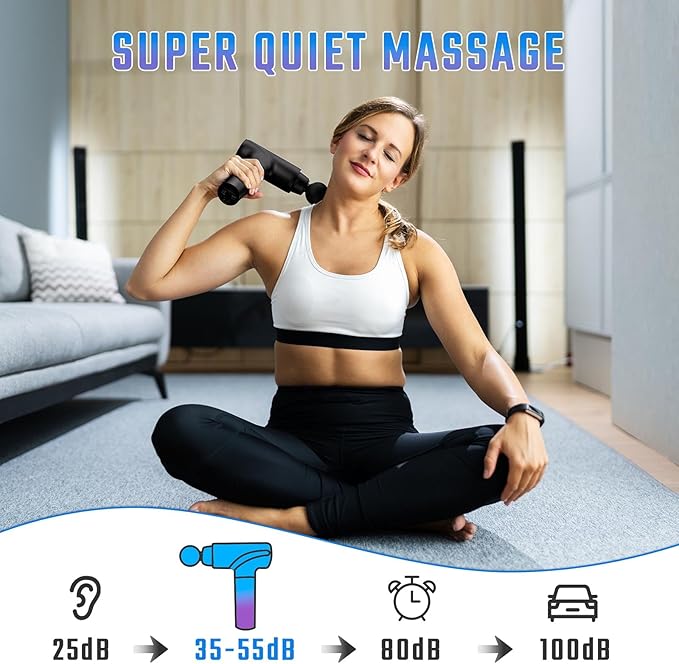 cotsoco Massage Gun Deep Tissue, Muscle Massage Gun with 9 Attachment Heads 20 Speeds & Silent Brushless Motor for Pain Relief, Handheld Percussion Back Massager Gun for Athletes(Black)