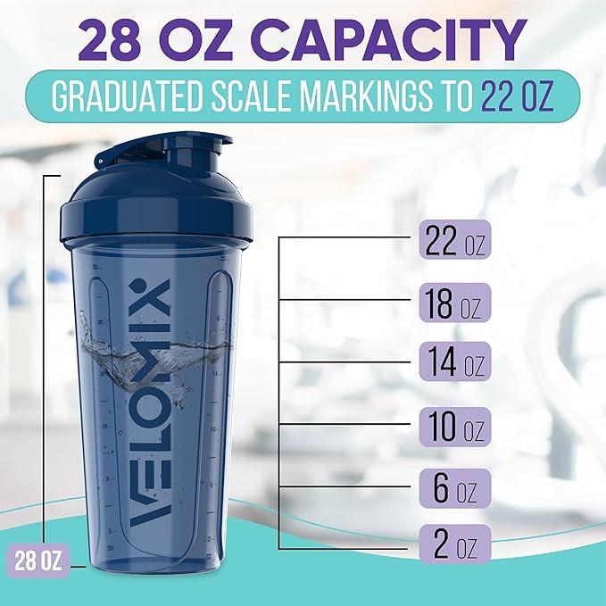 -2 Pack- 28 oz Protein Shaker Bottles for Protein Mixes - 2x Wire Whisk | Leak Proof Shaker Cups for Protein Shakes | Protein Shaker Bottle Pack | Shakers for Protein Shakes-Blue&Black