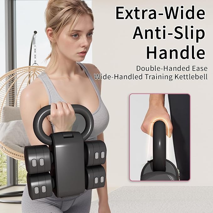 Adjustable Kettlebell Set, 4-in-1 Free Weight Kettlebell sets (5.5lbs 7.7lbs 9.9lbs 12.1lbs) for women, Weight Dumbbell Set of 2 for Home Gym Fitness Training