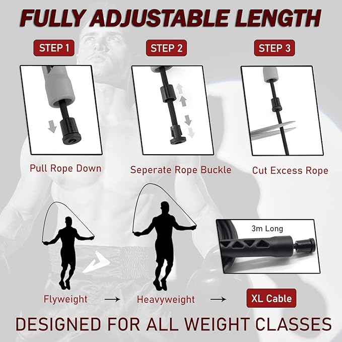 Damage Fight Gear Boxer Classic Speed Rope, Lightweight PVC Skipping,Jumping Rope, Non-Slip Ventilated ABS Plastic Handles and Matte Coated Tangle-Free Jump Rope for Boxing, MMA, Martial Arts