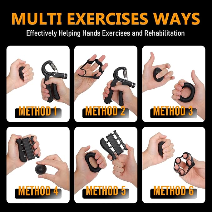JKSHMYT Grip Strength Trainer Kits (5 Pack), Adjustable Resistance Forearm Strengthener, Hand Gripper Strengthener for Muscle Building and Injury Recovery for Athletes
