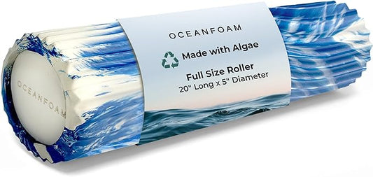 Oceanfoam Tidal Roller - Royal Marbled - Muscle Massage Foam Roller for Back Pain & Stretching - Firm and Ergonomic Wide Wave Textured - Yoga, Athletics, & Wellness - Full Size, 20" x 5"