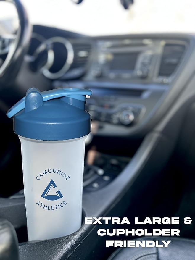 2 Pack 45 oz Protein Shaker Bottles with Wire Whisk – BPA-Free, Leak-Proof Shaker Cups for Protein Shakes & Smoothies – Large Plastic Mixer Bottle – Classic White & Cobalt Blue