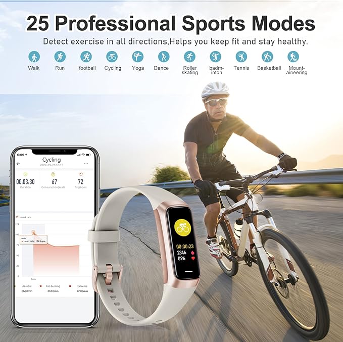 Fitness Tracker with 24/7 Heart Rate, Blood Oxygen Blood Pressure Sleep Monitor, Activity Trackers 5 ATM Waterproof,Step Calorie Counter Pedometer Health Smart Watch for Women Men Beige