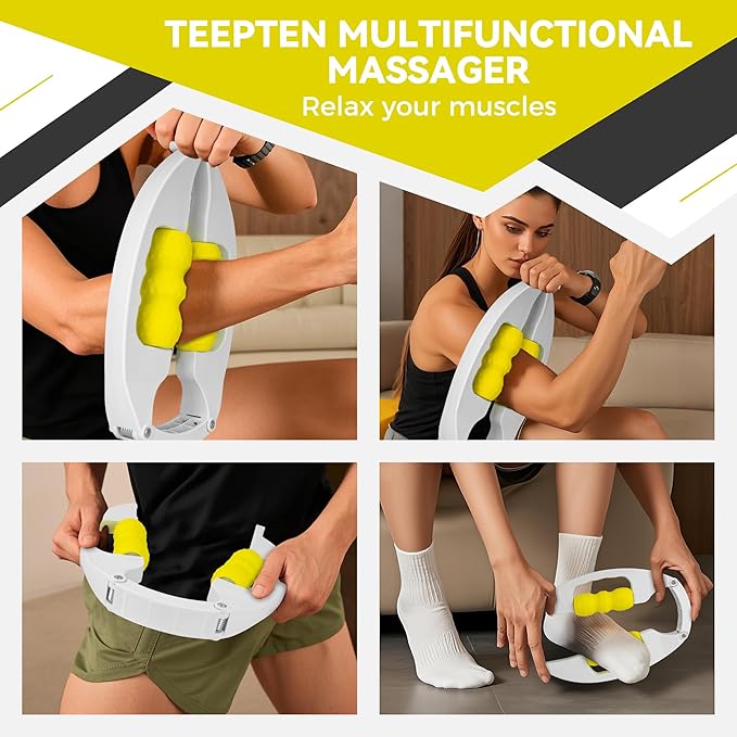 Tennis Elbow Relief Massager for Leg and Arm, Adjustable Foam Roller, Trigger Point Muscle Roller for Calves&Forearm, Wrist Massager, Tennis&Golfers Elbow Pain Release, Gift for Women & Men