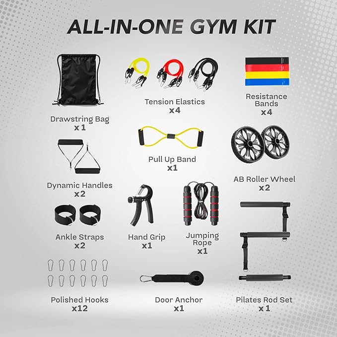 Push Up Board - Portable Multifunction All-in-One Fitness Accessories, Includes Resistance Bands & Pull Up Band, Durable Workout Board for Home Gym, Great Chest Workout Equipment