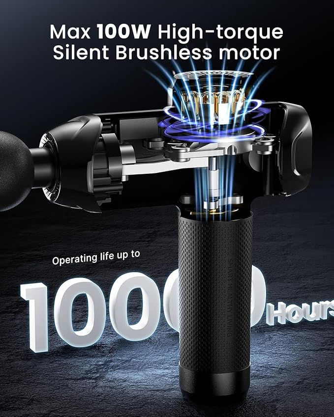 RENPHO Massage Gun Deep Tissue with 12mm Amplitude, Percussion Muscle Massage Gun, Portable Electric Handheld Massager Gun, LED Touch Display Carry Travel Case, Power