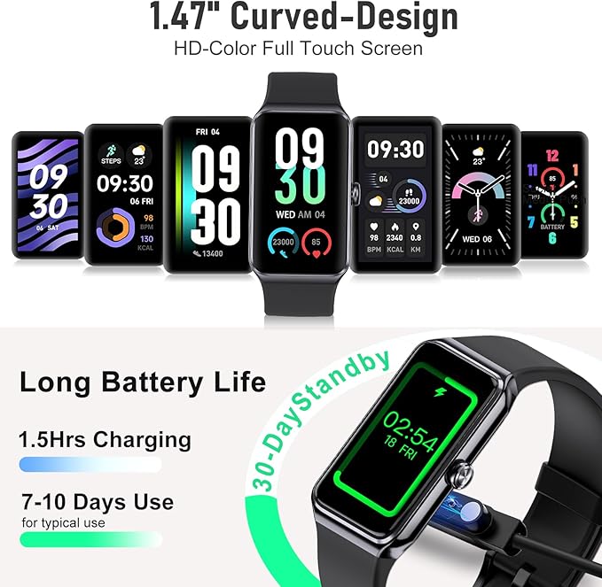 Fitness Tracker with 24/7 Heart Rate,Blood Pressure Sleep Tracking,104 Sports Modes Calories Smart Watch,IP68 Waterproof Step Counter Activity Trackers Pedometer for Android&iPhone Women Men