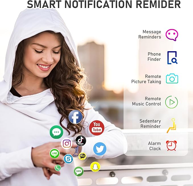 Fitness Tracker with 24/7Heart Rate, Blood Pressure, Sleep Tracking, Calorie, Activity Tracker with 1.1" AMOLED Color Screen, Waterproof Step Tracker for Android iPhones Women Men
