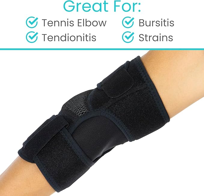 Vive Elbow Brace - Tennis Compression Sleeve - Wrap for Golfers, Bursitis, Left or Right Arm - Tendonitis Support Strap for Golf, Men and Women - Epicondylitis and Sports Recovery
