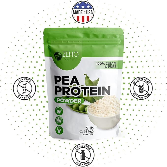 Pea Protein Powder – 5 lb Plant-Based Protein – Isolate Powder for Beverages, Snacks, Shakes – Clean, Unflavored Taste – Diet-Friendly and Easy to Digest – Resealable Pouch