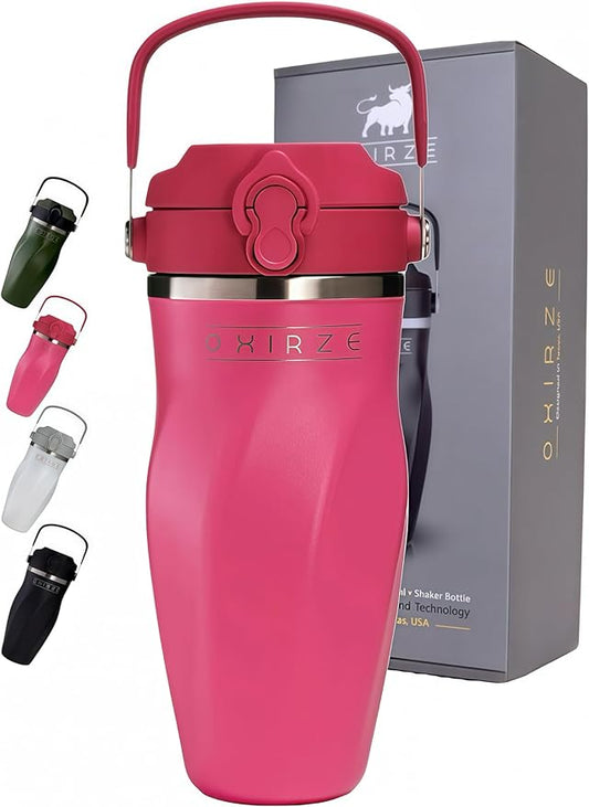 Shaker Bottle for Protein Mixes – Double Wall Stainless Steel, For Shakes, Water, Smoothies, Cocktails –Leak-Proof, 26oz, Copper-Insulated Blender Cup, BPA-Free No Mixing Tools Needed, (Pink)