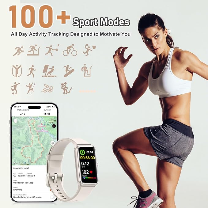 Fitness Tracker with 24/7 Heart Rate,Blood Pressure Sleep Tracking,104 Sports Modes Calories Smart Watch,IP68 Waterproof Step Counter Activity Trackers Pedometer for Android&iPhone Women Men