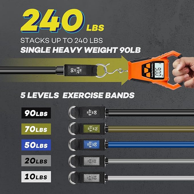 Heavy Resistance Bands for Working Out, NITEEN Resistance Bands with Handles Weight Exercise Bands for Men Women, Workout Bands with Door Anchor and Ankle Straps Strength Training Equipment