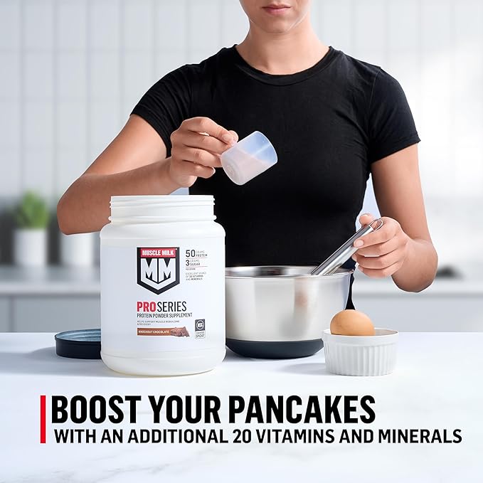 Muscle Milk Pro Series Protein Powder Supplement, Intense Vanilla, 2 Pound, 11 Servings, 50g Protein, 3g Sugar, 20 Vitamins & Minerals, NSF Certified for Sport, Workout Recovery, Packaging May Vary