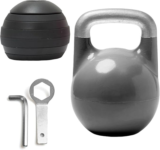 Kettlebell Kings Adjustable Competition Kettlebell - Adjustable Weight from 26 lb to 70 lb - Includes 7 Weight Plates for Strength Training at Home or Gym - Durable Steel Shell for Long-Lasting Use