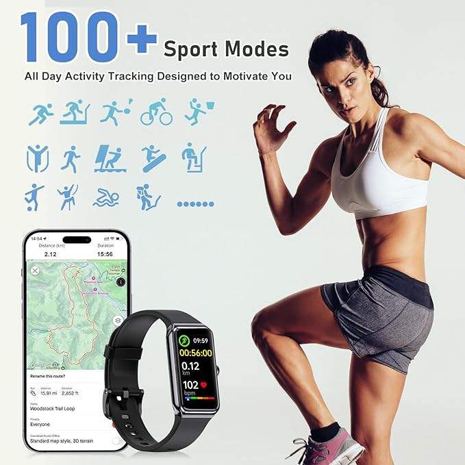 Fitness Tracker with 24/7 Heart Rate,Blood Pressure Sleep Tracking,104 Sports Modes Calories Smart Watch,IP68 Waterproof Step Counter Activity Trackers Pedometer for Android&iPhone Women Men