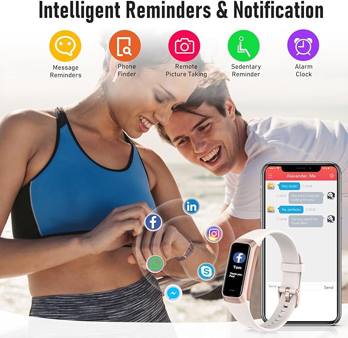 Fitness Tracker with 24/7 Heart Rate, Blood Oxygen Blood Pressure Sleep Monitor, Activity Trackers 5 ATM Waterproof,Step Calorie Counter Pedometer Health Smart Watch for Women Men Beige