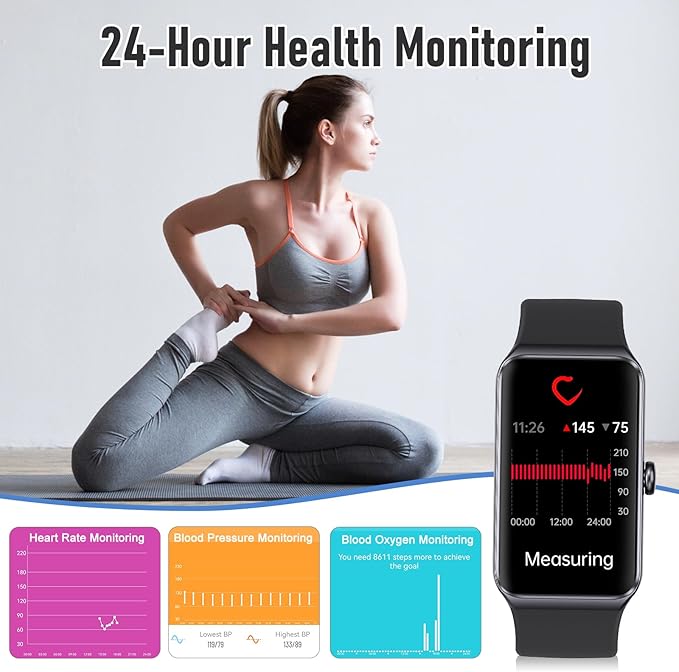 Fitness Tracker with 24/7 Heart Rate,Blood Pressure Sleep Tracking,104 Sports Modes Calories Smart Watch,IP68 Waterproof Step Counter Activity Trackers Pedometer for Android&iPhone Women Men