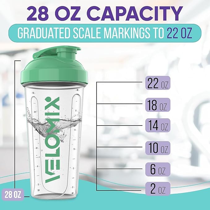 -2 Pack- 28 oz Protein Shaker Bottles for Protein Mixes - 2x Wire Whisk | Leak Proof Shaker Cups for Protein Shakes | Protein Shaker Bottle | Shakers for Protein mix-Turquoise&Transparent