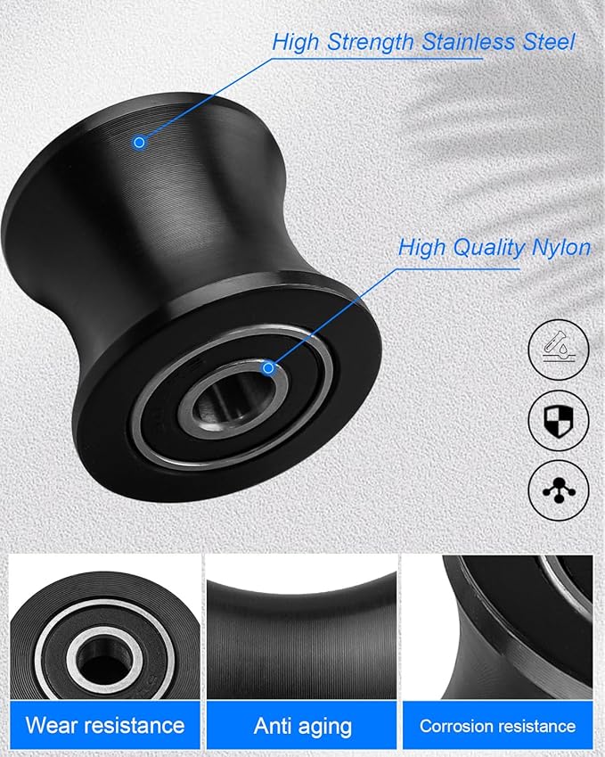 Exercise Roller Wheels Set Fit for Total Gym DLX DLX II III Adv DLX Pilates Pilates Pro 2500 3000 4000 570 2000, 4Pcs Fitness Exercise Equipment Replacement Wheels with 12Pcs Gaskets