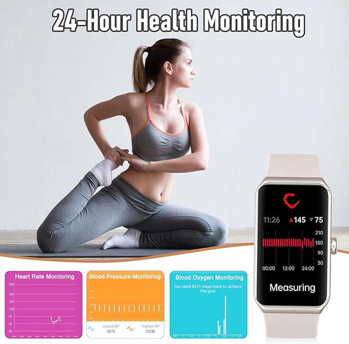 Fitness Tracker with 24/7 Heart Rate,Blood Pressure Sleep Tracking,104 Sports Modes Calories Smart Watch,IP68 Waterproof Step Counter Activity Trackers Pedometer for Android&iPhone Women Men