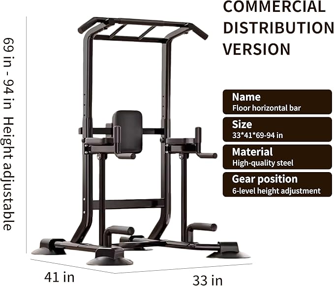 Adjustable Pull Up Bar for Home with Backrest - 6-Level Height Adjustment (69-94.5 inches) - 352lb Capacity - Carbon Steel Frame for Stability - Train Back, Abs, Chest