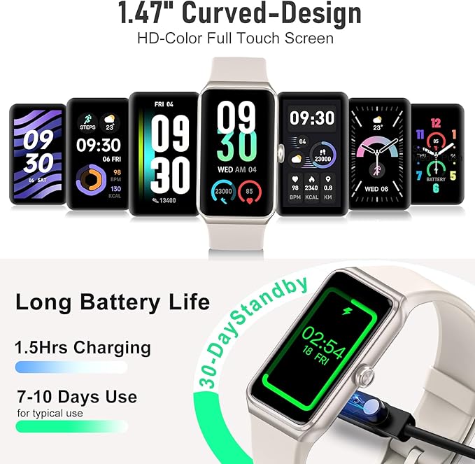 Fitness Tracker with 24/7 Heart Rate,Blood Pressure Sleep Tracking,104 Sports Modes Calories Smart Watch,IP68 Waterproof Step Counter Activity Trackers Pedometer for Android&iPhone Women Men