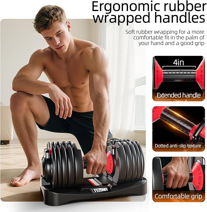 Adjustable Dumbbells Set of 2，Free Weights Dumbbells Set，Adjustable Dumbbell Set，52.5 lbs pair 105 lbs，15 in 1，for Men/Women Gym Equipment for Home Strength Training Equipment