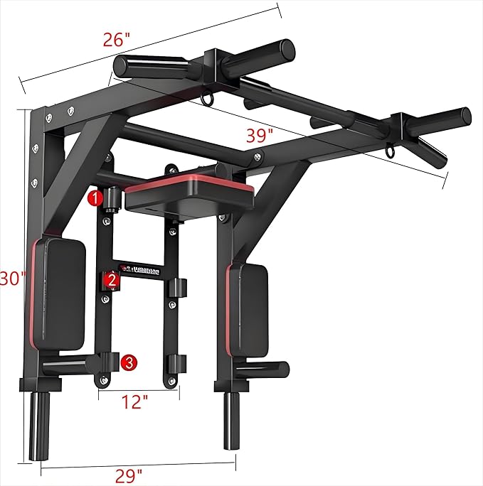 Multifunctional Wall Mounted Pull Up Bar/Chin Up bar,Dip Station for Indoor Home Gym Workout,Power Tower Set Gym Equipment 800LBS