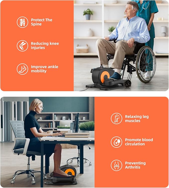 2025 New Under Desk Elliptical Machine,Portable Seated Pedal Exercise Machine for Seniors,Mini Ellipse Leg Exerciser with 12 Adjustable Speeds&Remote Control,Quiet&Compact for Home Office