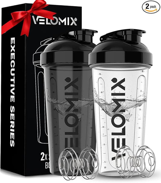 -2 Pack- 28 oz Protein Shaker Bottles for Protein Mixes - 2x Wire Whisk | Leak Proof Shaker Cups for Protein Shakes and Pre Workout | Protein Shaker Bottle Pack (Gift Box)
